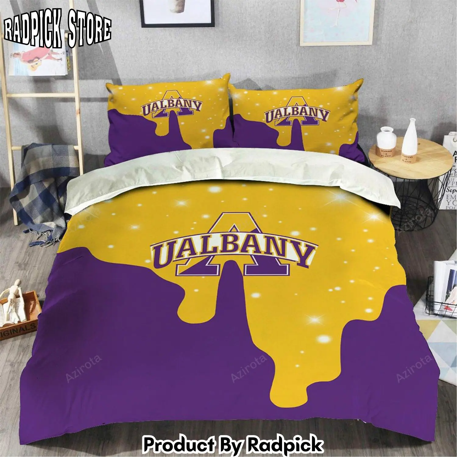 Radpick albany great danes purple gold bedding set rp3278853